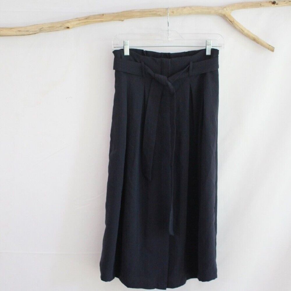 NWT H&M Long Modest Navy Blue Skirt Size 6 Business Casual Skirt Bow Full